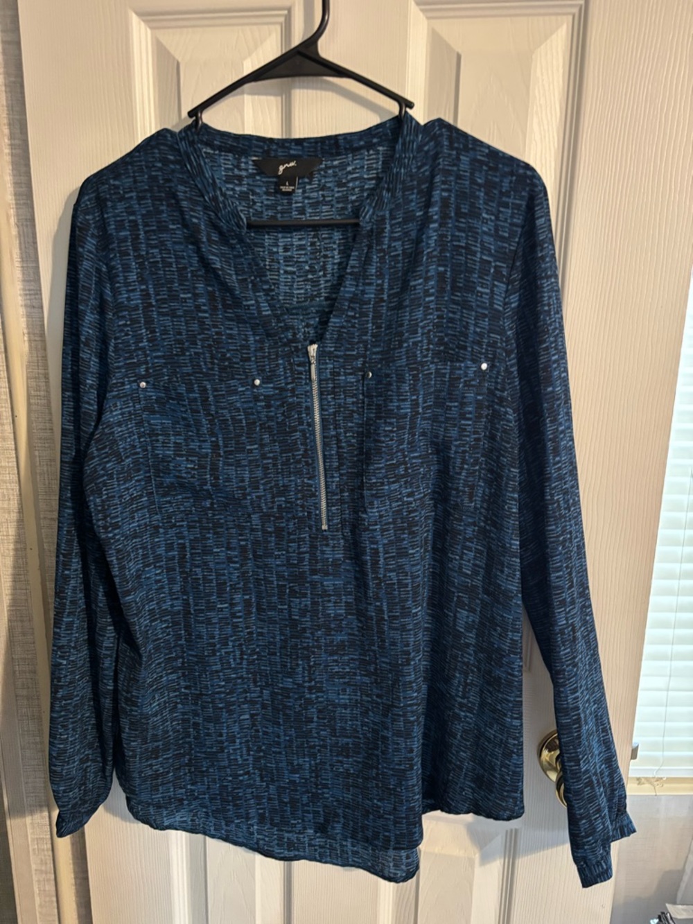 GNW Blue and Black Patterned Knit Top